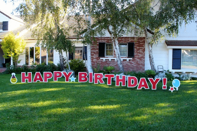 lot 13465 image: Yard Signs Happy Birthday Red Yard Sign, Farmhouse Red