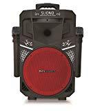 lot 13472 image: Pure Acoustics MCP-75 Suono Wireless Portable Bluetooth Speaker with 2 Microphones FM Radio Party Karaoke Machine Sound System Smartphone Soundstream Red & Black