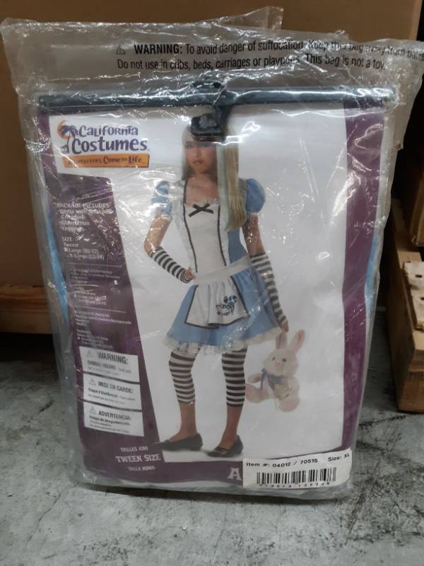 lot 14432 image: California Costumes Girls Tween Alice Costume & Wig Bundle Costume, Bluewhite