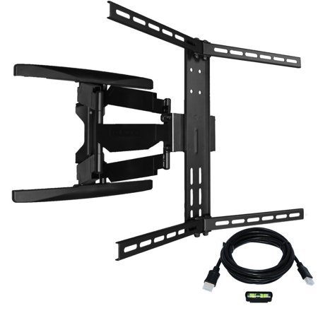 lot 14449 image: Full motion Articulating TV Wall Mount TV Bracket for Curved & Flat Panel TV, Fits 32 to 80  TVs 600X400 VESA Inc 10ft HDMI Cable and Bubble Level- Koramzi KWM3664AT-PRO