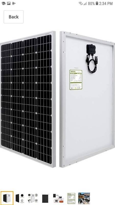 lot 14474 image: HQST 100 Watt 12 Volt Monocrystalline Solar Panel