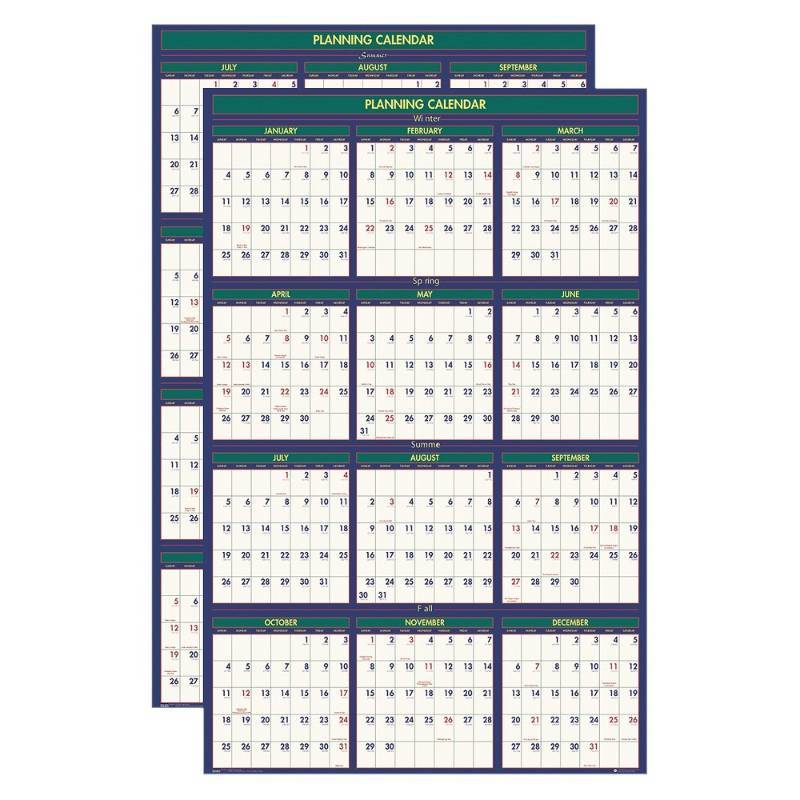 lot 14494 image: House of Doolittle 4 Seasons Reversible BusinessAcademic Wall Calendar, 24 x 37, 2015-2016, WhiteGreen
