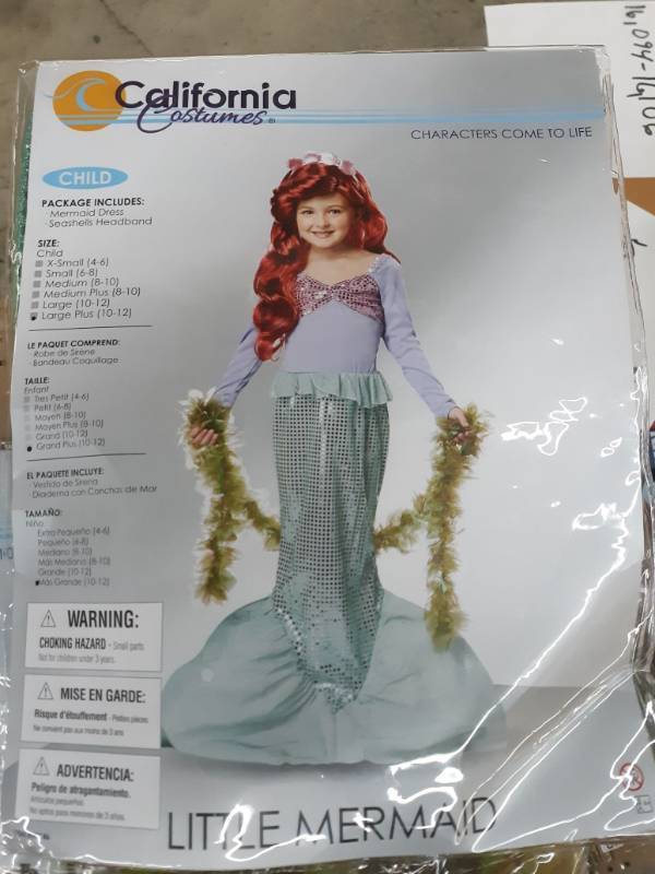 lot 16110 image: California Costumes Girls Little Mermaid Costume, Seaweed Boa & Wig, Green, Plus
