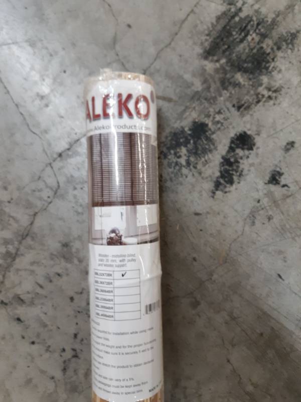 lot 16115 image: ALEKO BBL46X64BR Bamboo Midollino Wooden Roll-Up Blinds with Light-Filtering Shades, Light Brown