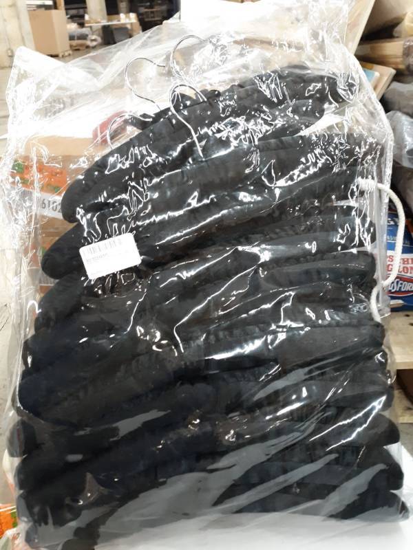 lot 16126 image: Black Satin Padded Hangers