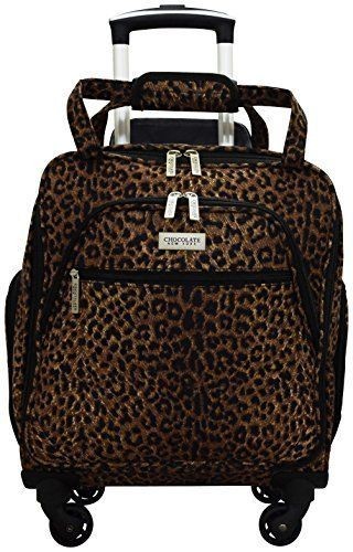 lot 17004 image: Chocolate New York, Leopard Print 18  Spinner Under Seater Luggage