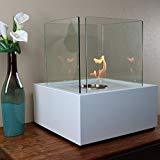 lot 11391 image: Sunnydaze White Large Cubic Ventless Tabletop Bio Ethanol Fireplace