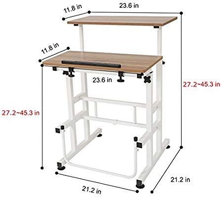 lot 11409 image: SDADI Adjustable Height Standing Desk with Swinging Footrest Optional for Standing and Seating 2 Modes, Dark Grain L101XWFDT �� �� �� �� �� �� ��