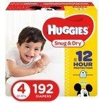lot 11417 image: HUGGIES Snug and Dry Diapers, Economy Plus Pack 192 size 4