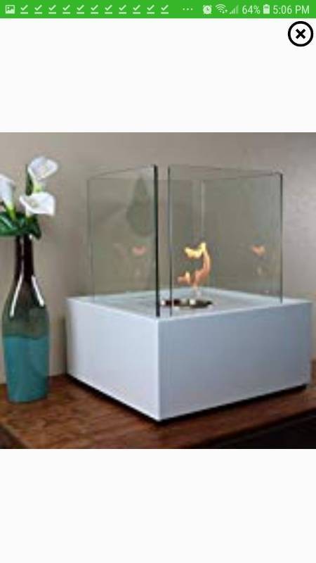 lot 11419 image: Sunnydaze White Large Cubic Ventless Tabletop Bio Ethanol Fireplace