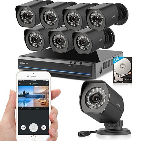 lot 11433 image: Zmodo 8CH sPoE NVR with 8 cameras 1TB HDD