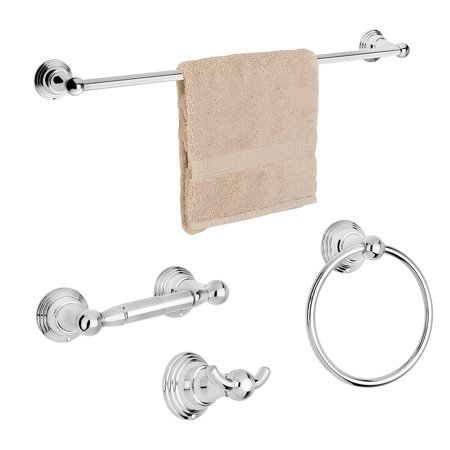lot 11439 image: Dynasty Hardware 2200-CM-4PC Muirfield Series Bathroom Hardware Set, Polished Chrome, 4-Piece Set, With 24  Towel Bar