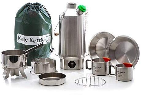 lot 16548 image: Kelly Kettle Base Camp 54 oz. Stainless Steel Ultimate (1.6 LTR) Rocket Stove Boils Water Ultra Fast with just SticksTwigs. for Camping, Fishing, Scouts, Hunting, Emergencies, Hurricanes, Tornados