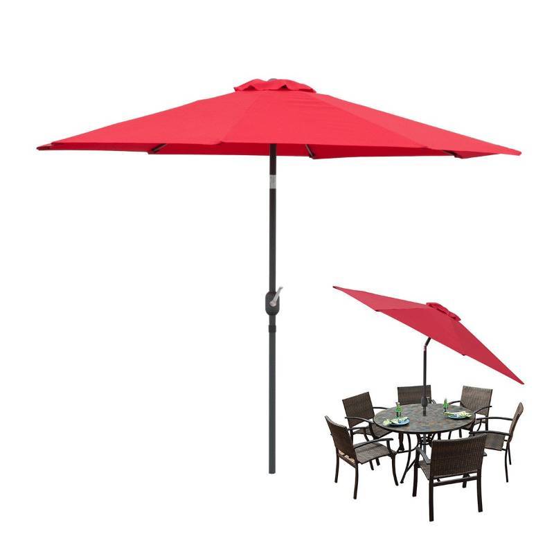 lot 16518 image: 9 Foot Outdoor Patio Umbrella with Tilt & Crank,