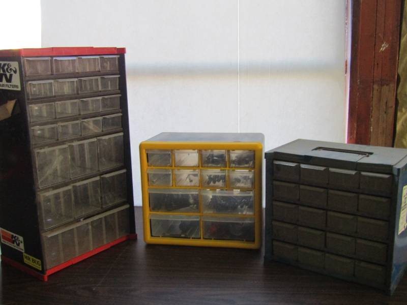lot 5422 image: Parts Bins and Contents- 3 Total