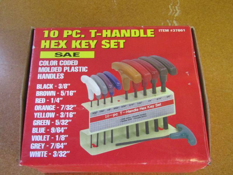 lot 5415 image: 10 Piece T-Handle Hex Key Set