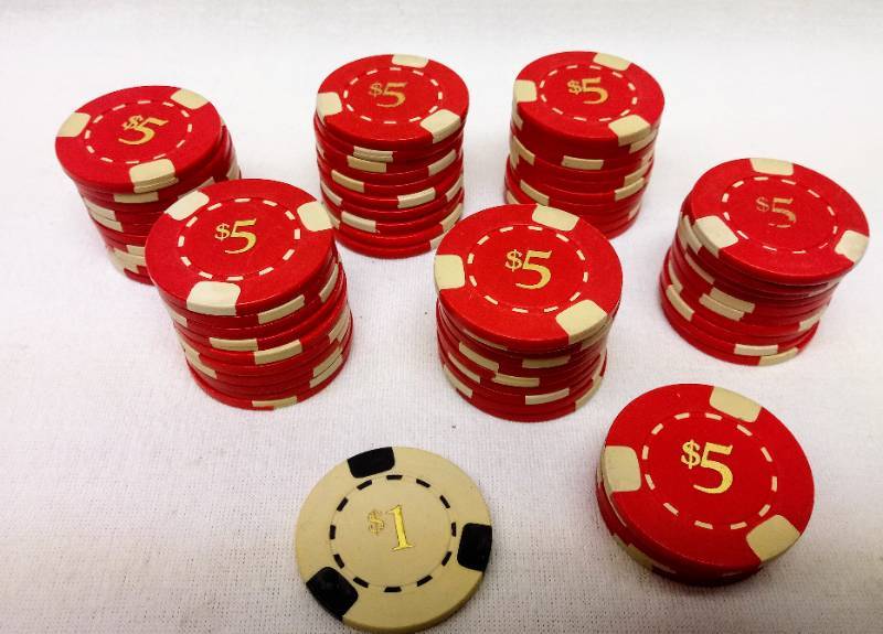 lot 5693 image: Over 60 Five Dollar Poker Chips