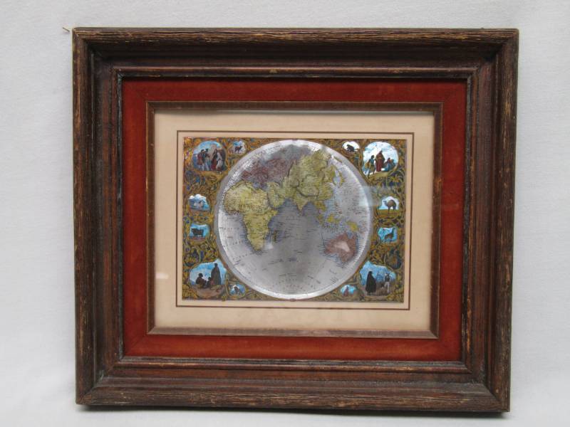 lot 5514 image: Framed- Map-Globe Art