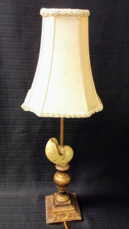 lot 5721 image: Stylish Mid-Century Era Mounted Nautilus Shell  Seashell Table Lamp