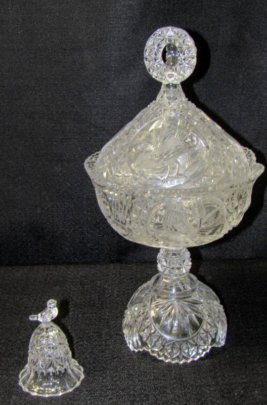 lot 5467 image: Large Cut Glass Candy Dish With Bonus Bell