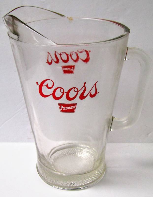 lot 5479 image: Heavy Glass Coors Beer Pitcher