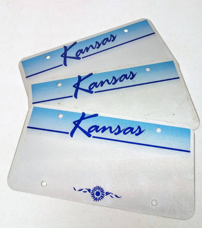 lot 5534 image: 3-Kansas License Plates- Vanity Style   BLANK
