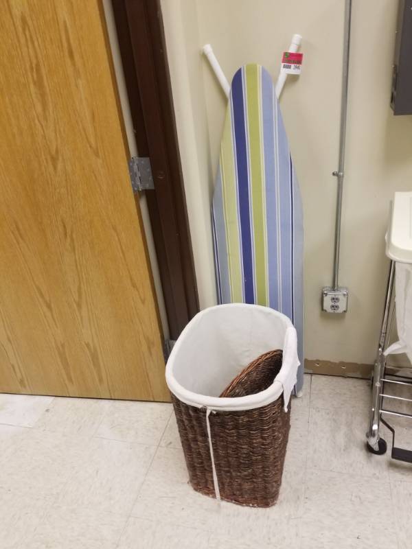 lot 3940 image: Ironing Board, Wicker Hamper