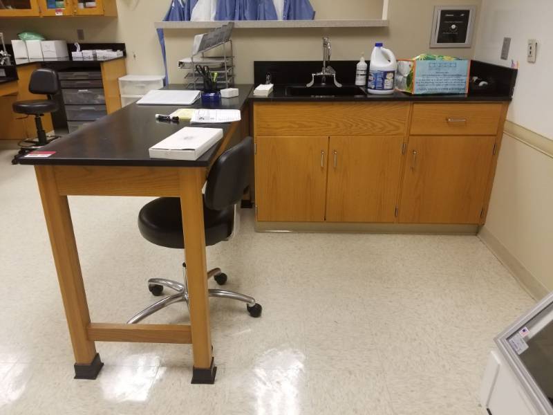 lot 3826 image: Lab Table With Sink And Cabinets