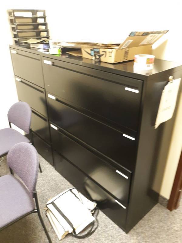 lot 1812 image: Black Aluminum File Cabinets