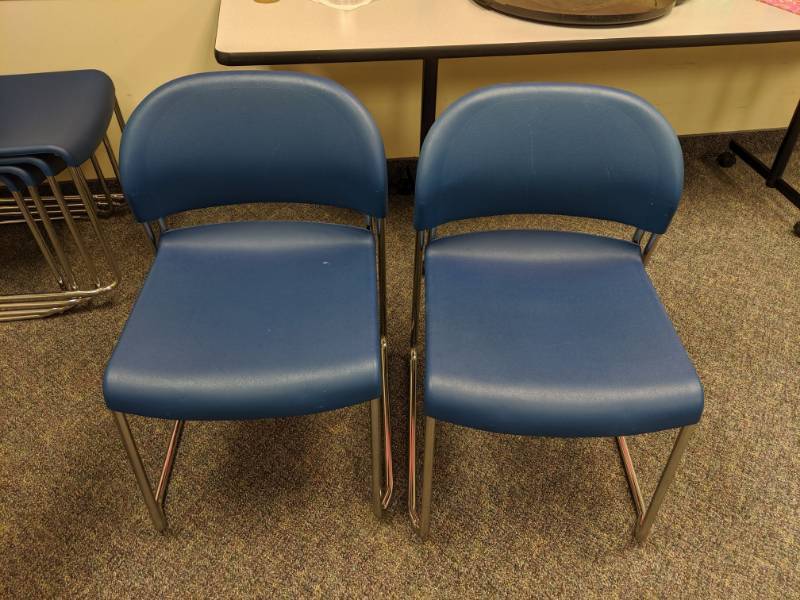 lot 1828 image: (5) Blue Chairs