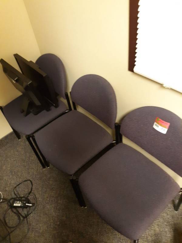 lot 1856 image: (3) Purple Padded Office Chairs
