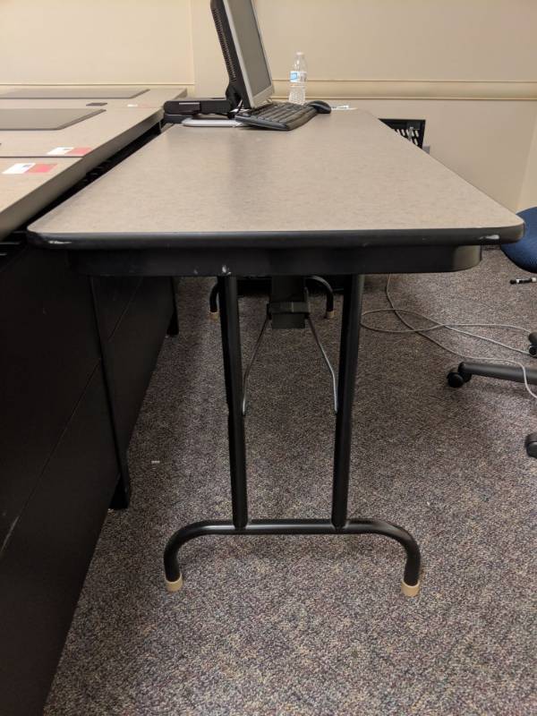 lot 1454 image: (2) Desks, one is 5ft x 2 The Other Is 8ft x 2 ft