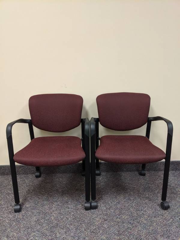 lot 1259 image: (2) Maroon Rolling Chairs