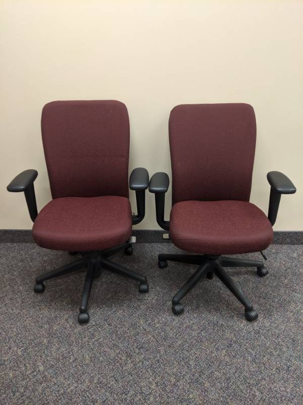lot 1330 image: (2) Maroon Rolling Chairs