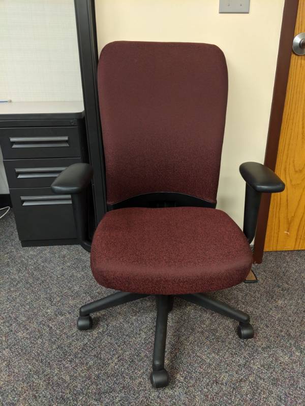 lot 1331 image: (1) Maroon Rolling Office Chair