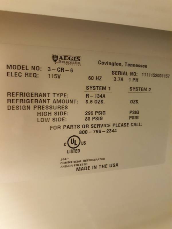 lot 6538 image: Aegis Scientific Refrigeration Miniture Refrigerator