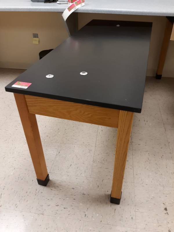 lot 6573 image: Lab Table Wooden Fram Composite Top