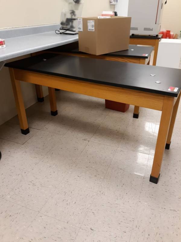 lot 6576 image: Lab Table Wooden Frame Composite Top