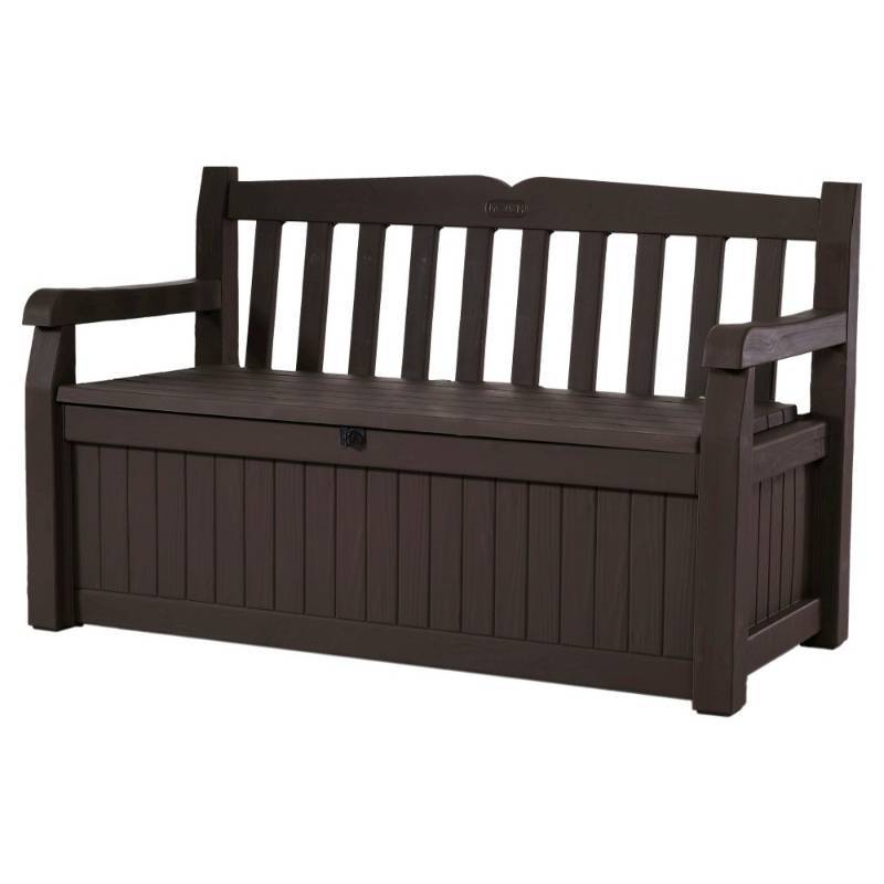 lot 1657 image: Keter Benches 70 gal. Bench Deck Box in Brown 213126