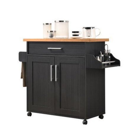 lot 1700 image: Hodedah Imports Kitchen Island with Spice Rack and Towel Holder
