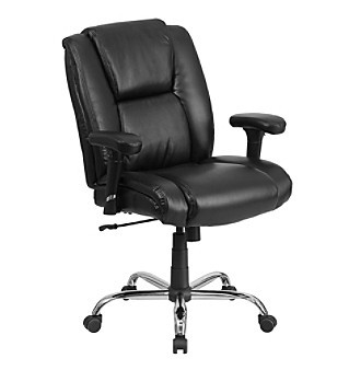 lot 1711 image: Flash Furniture Hercules Series Big & Tall Leather Swivel Task Chair with Arms, 400 lb, Black