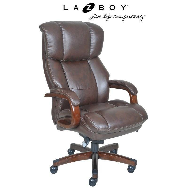 lot 1712 image: La-z Boy - Big & Tall Bonded Leather Executive Chair - Biscuit Brown