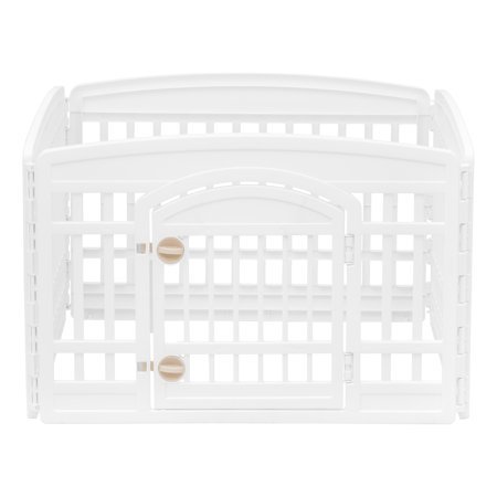 lot 1760 image: IRIS 24 4 Panel Exercise Pet Playpen with Door, White