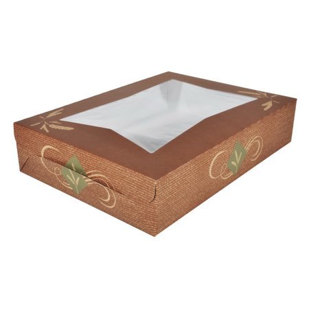 lot 1780 image: Southern Champion Tray 23136 Clay Coated Kraft Paperboard Hearthstone Lock Corner Window Bakery Box, 19  Length x 14  Width x 4  Height