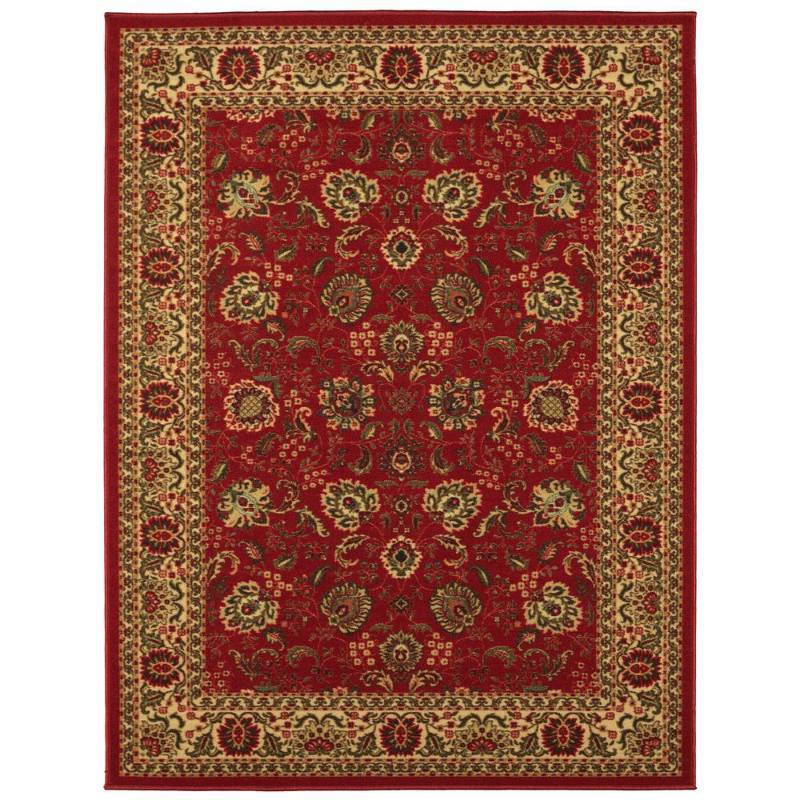 lot 1828 image: Ottohome Collection Dark Red Traditional Floral Design Modern Area Rug With Non-Skid (Non-Slip) Rubber Backing (33 X50 )