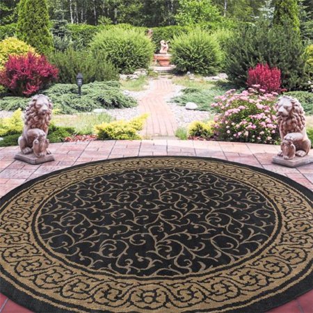 lot 1835 image: Lavish Home 62-139-8RD 8 ft. Round Area Rug Black & Tan