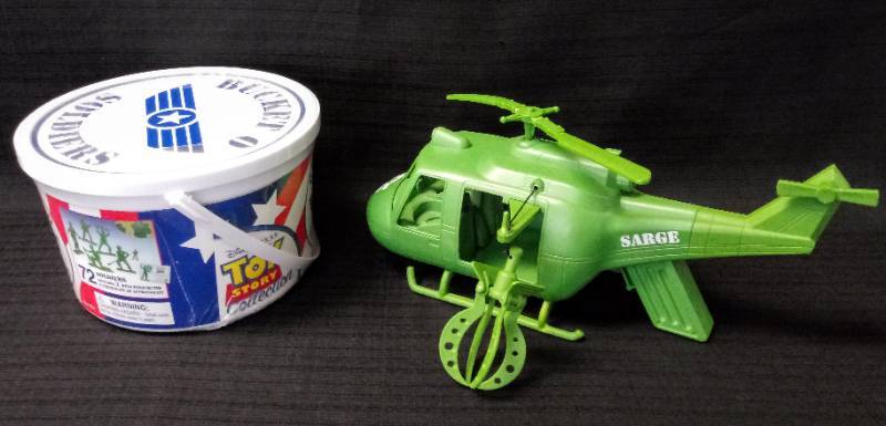 lot 5553 image: Toy Story- NEWSEALED Bucket O Soldiers- Bonus Sarge Helicopter- Will Look Good Under The Tree