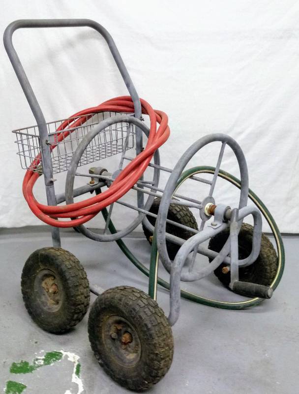 lot 5726 image: Water Hose Reel Cart with Basket