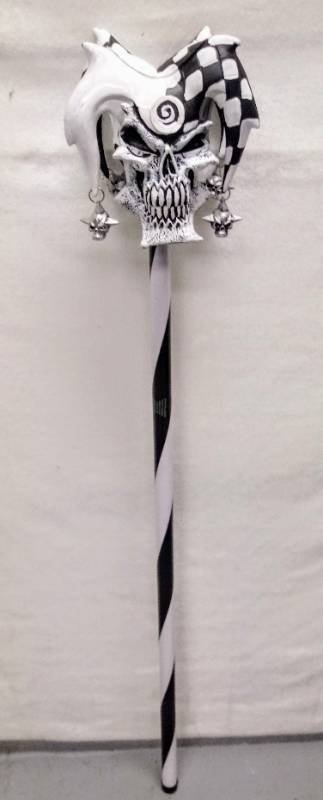 lot 5735 image: Black & White Skull On a Stick (Plastic)  Halloween Prop