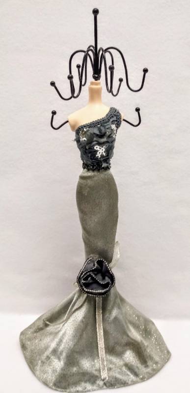 lot 5770 image: Unique Sequin Gown Mannequin Stand Jewelry Holder
